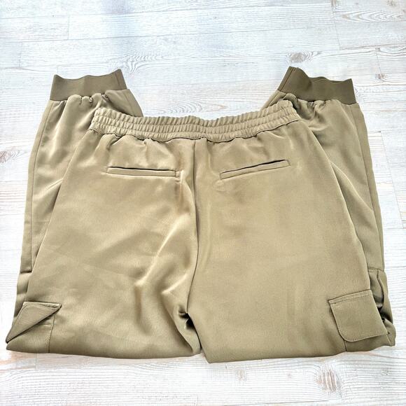 Banana Republic Satin High Rise Cargo Joggers | Olive Green Size Medium - Picture 5 of 8